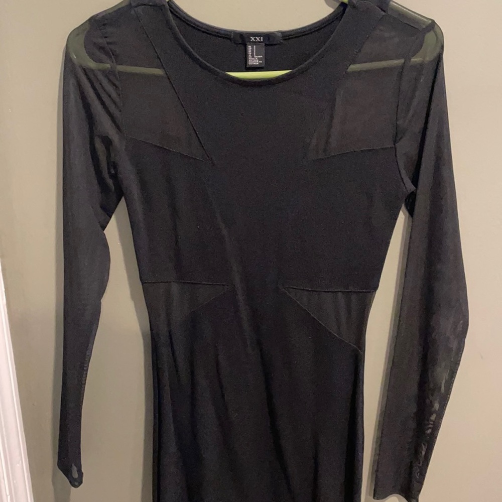 Black dress with sheer sleeves